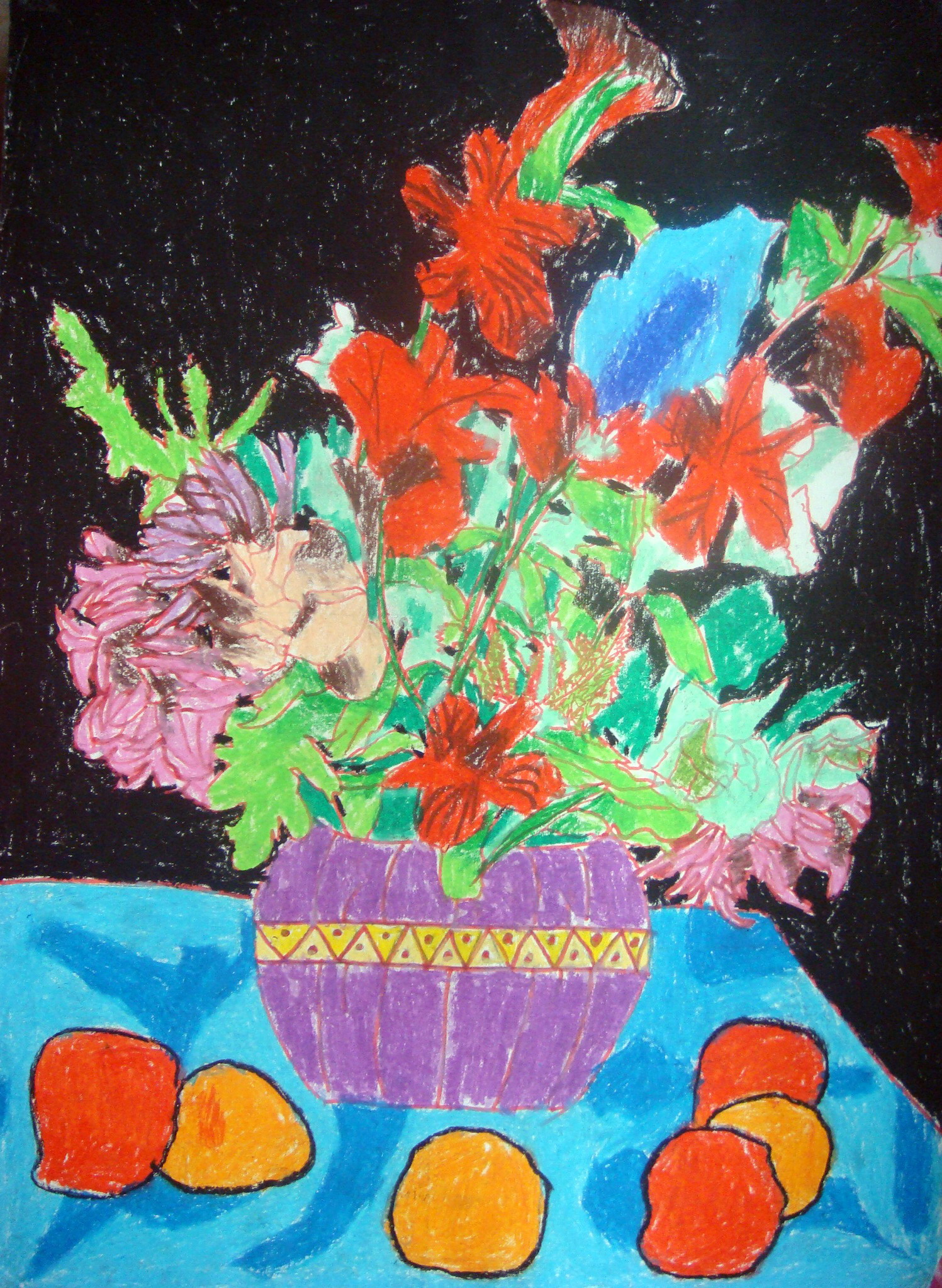 瓶花和果子——《少儿画苑》国际少儿书画大赛作品赏析