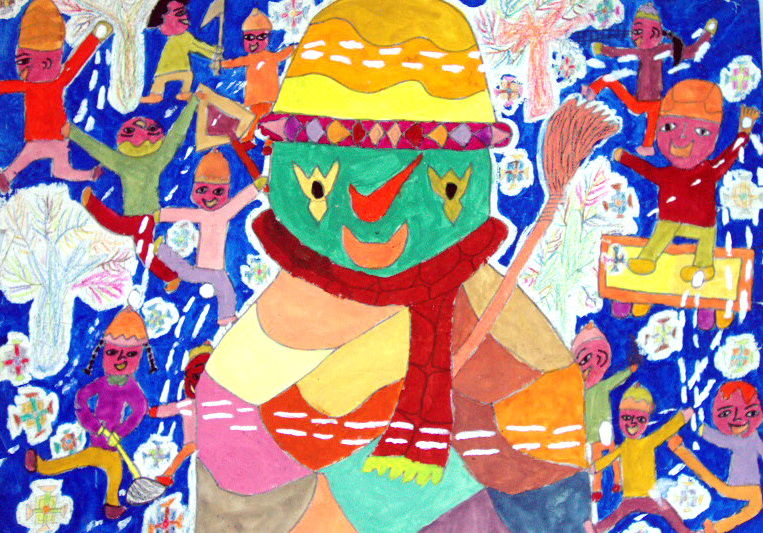 下雪喽——《少儿画苑》国际少儿书画大赛作品赏析