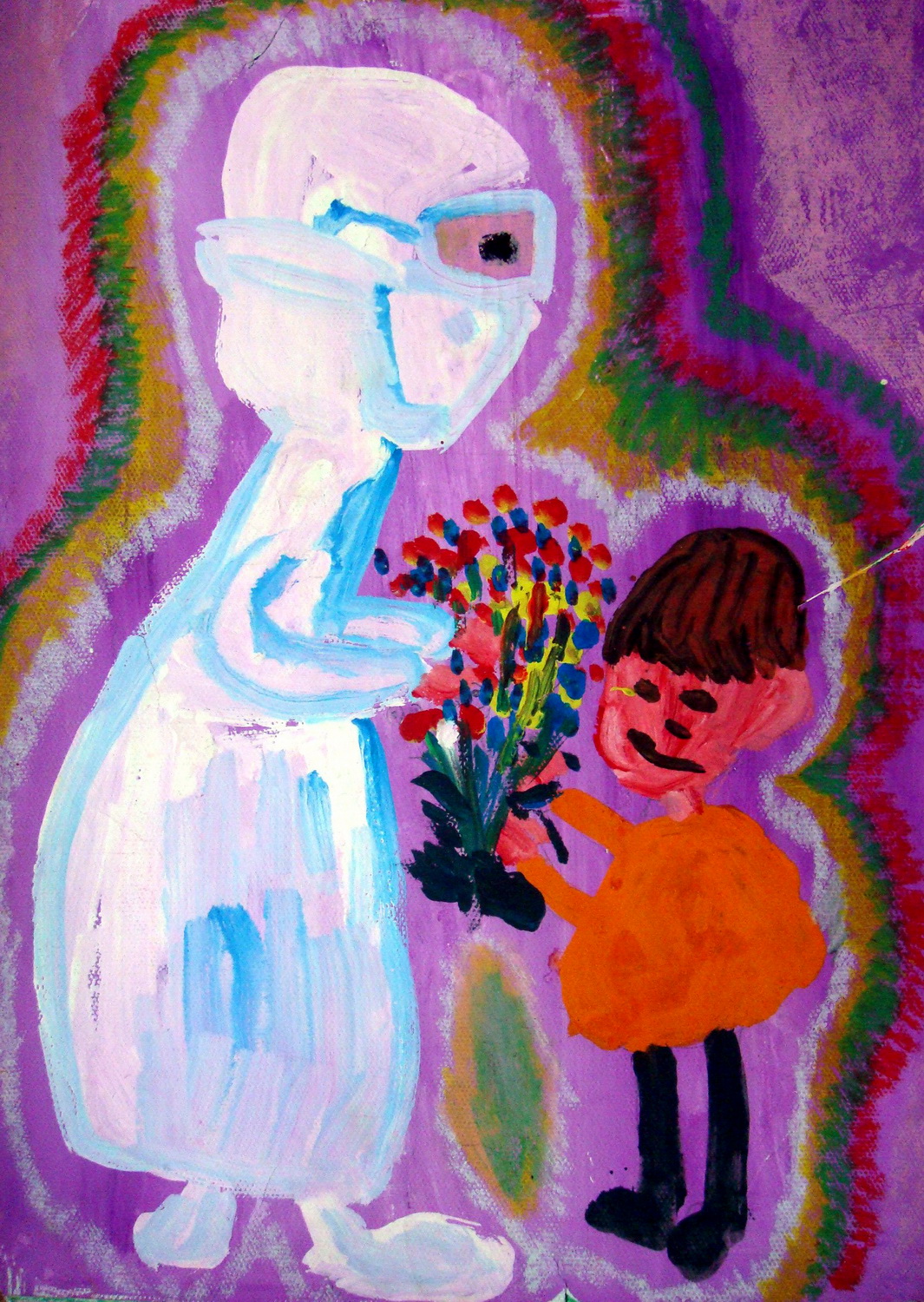 我给医生送束花——《少儿画苑》国际少儿书画大赛作品赏析