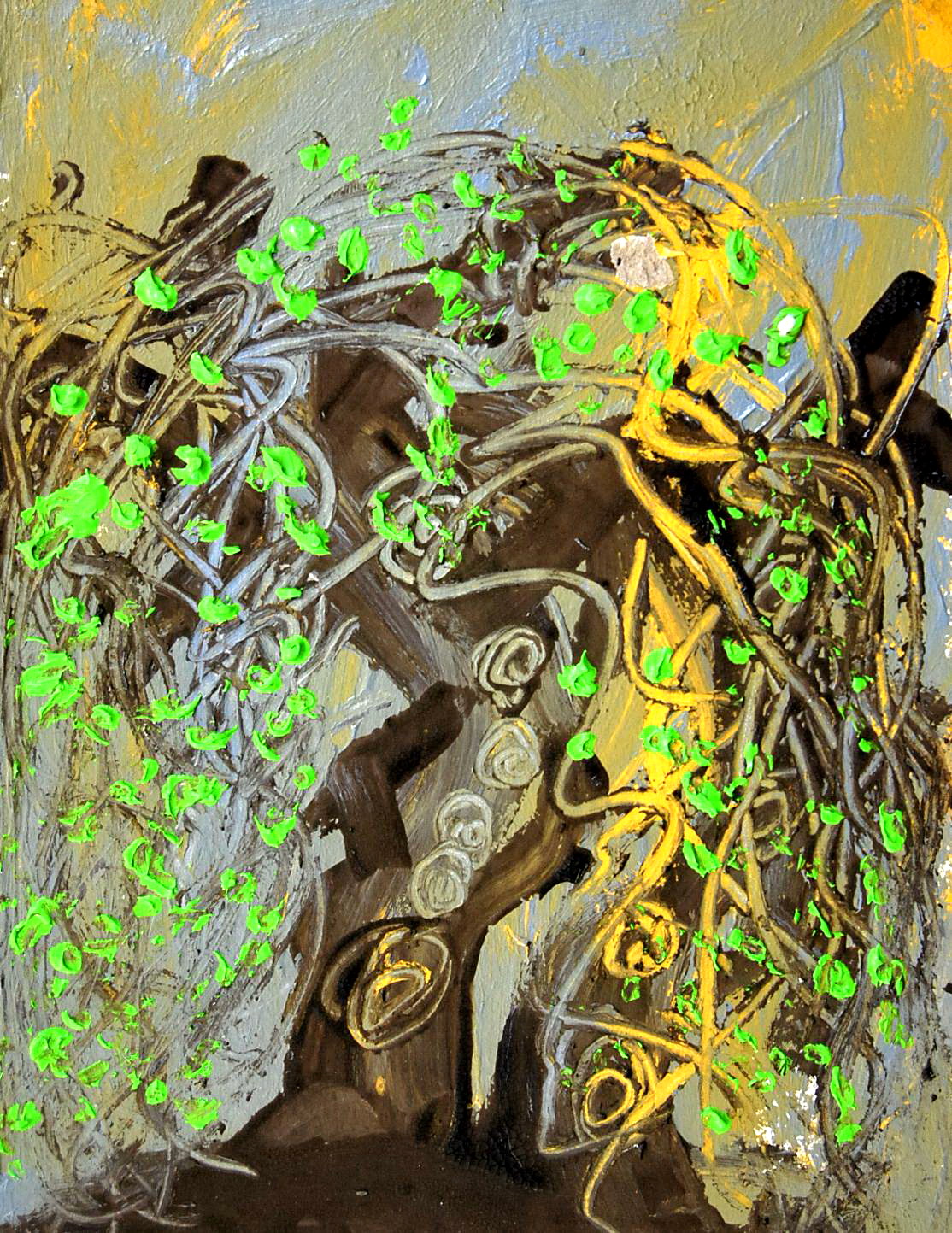 雨中柳树---《少儿画苑》国际少儿书画大赛作品赏析