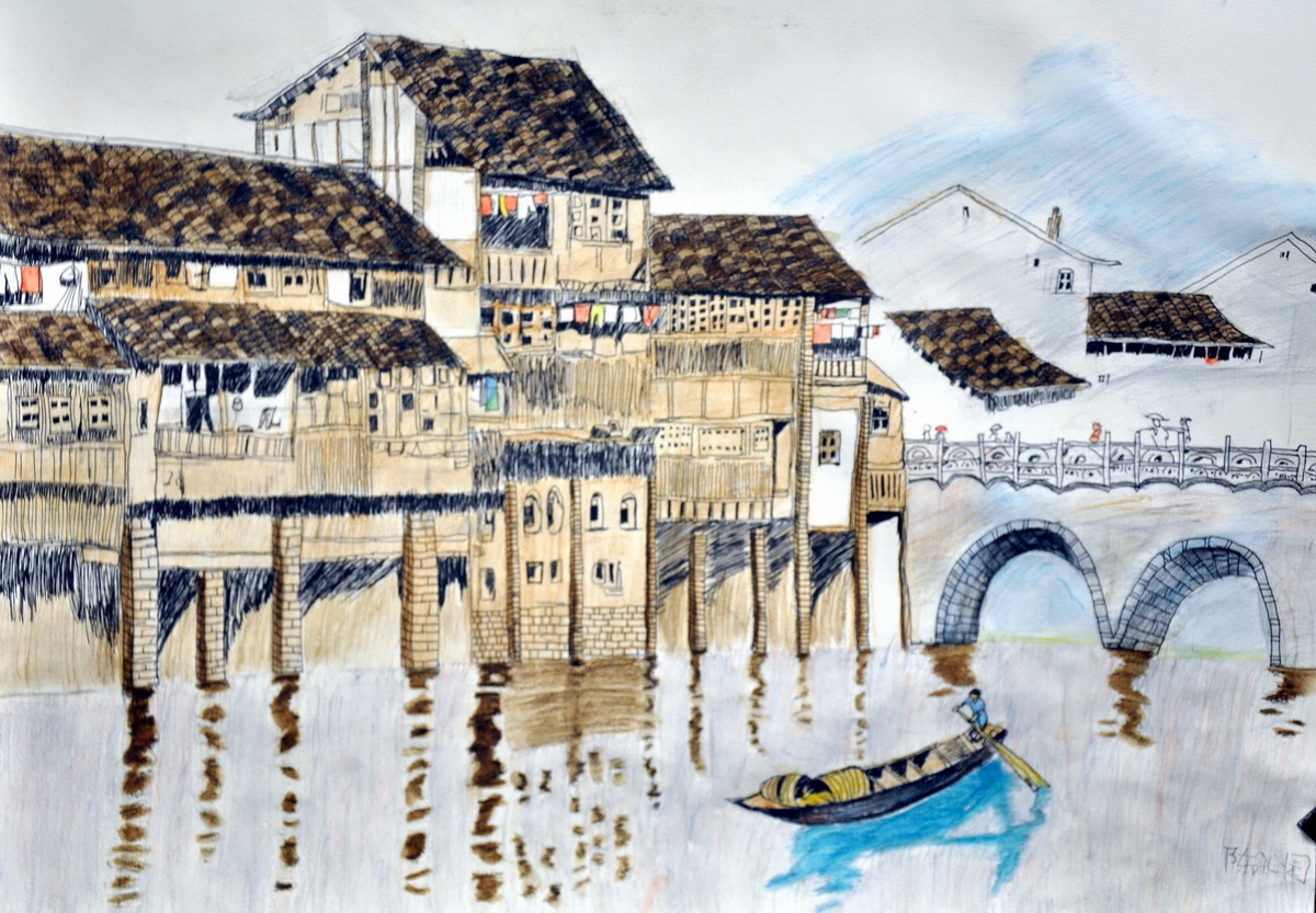 小桥流水--《少儿画苑》国际少儿书画大赛作品赏析