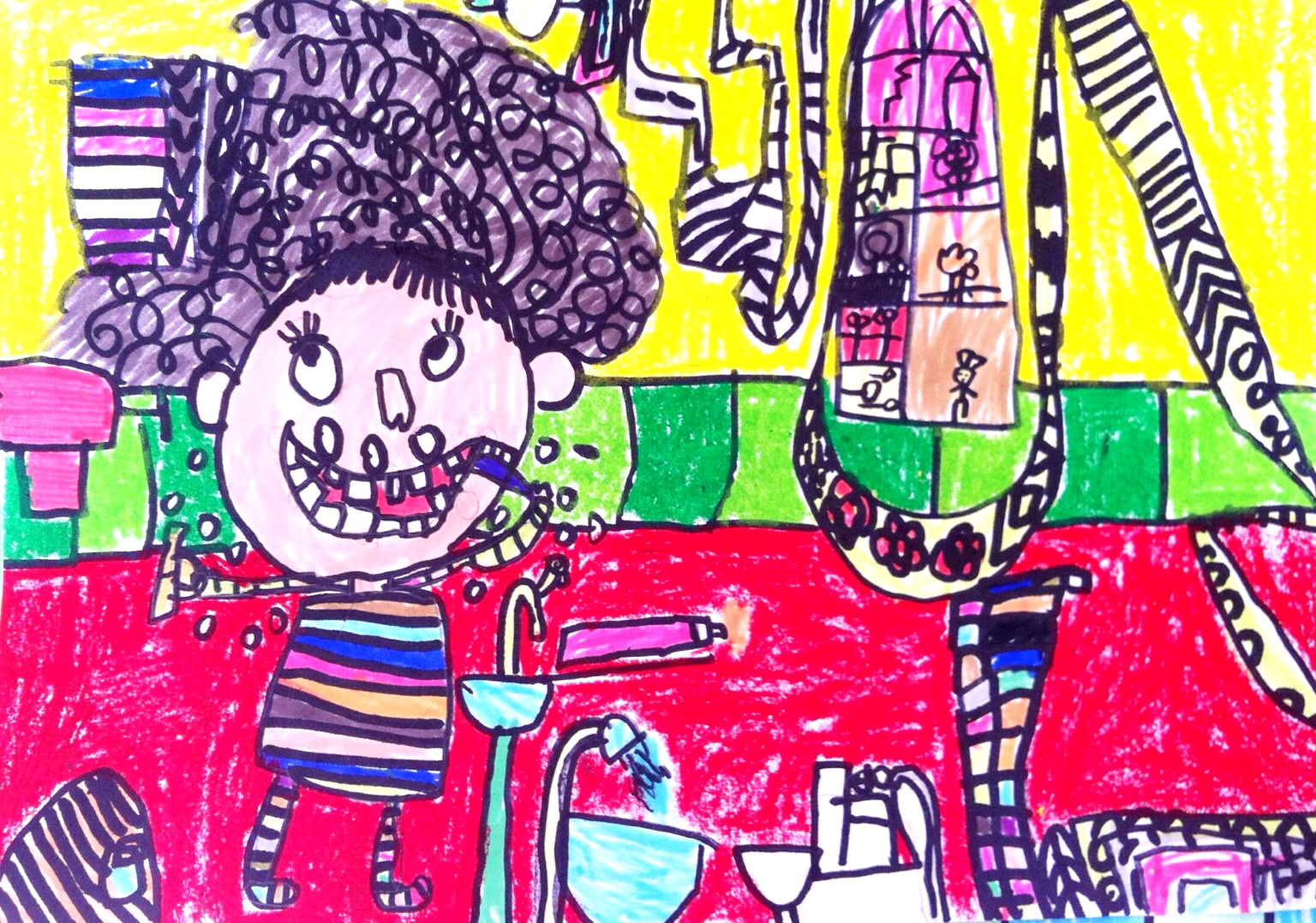 我爱刷牙---《少儿画苑》国际少儿书画大赛作品赏析