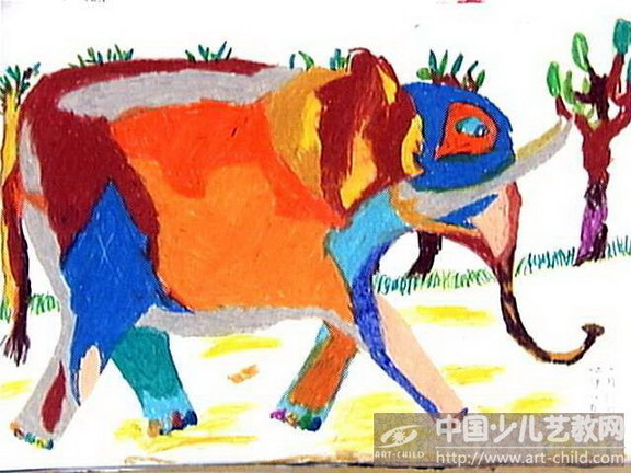 大象—《少儿画苑》国际少儿书画大赛作品赏析