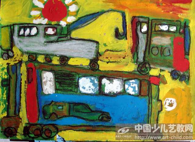 太阳能汽车—《少儿画苑》国际少儿书画大赛作品赏析