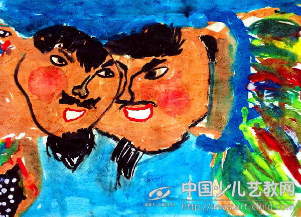 蒙古摔跤汉--《少儿画苑》国际少儿书画大赛作品赏析