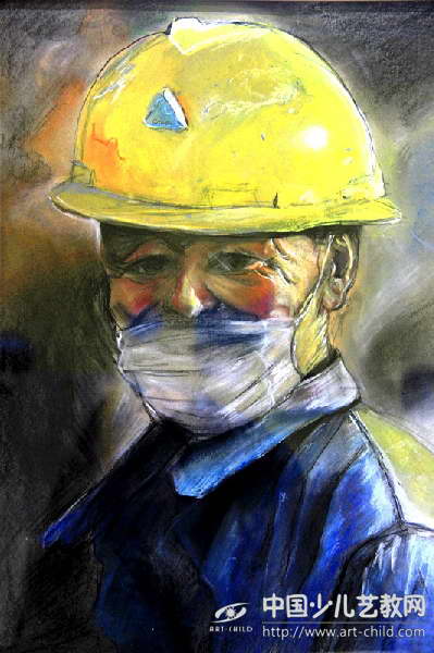 工人--《少儿画苑》国际少儿书画大赛作品赏析