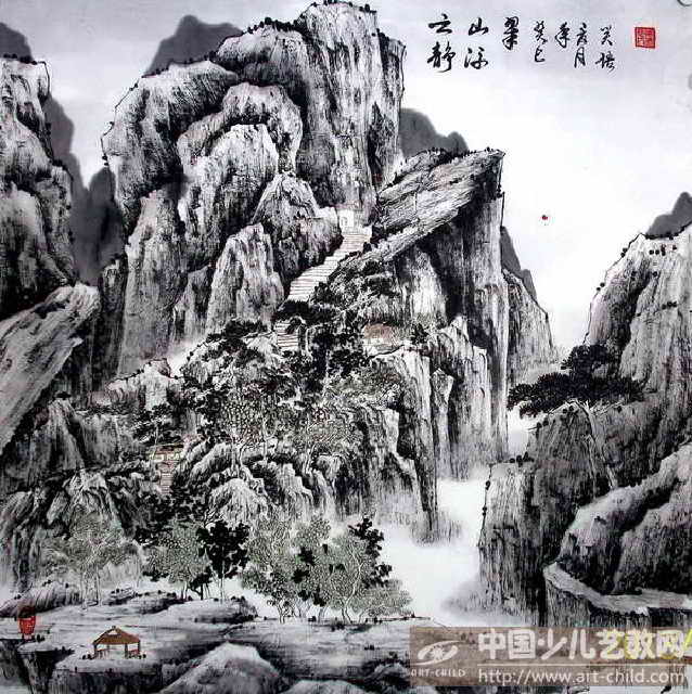  云净山浮翠--《少儿画苑》国际少儿书画大赛作品赏析