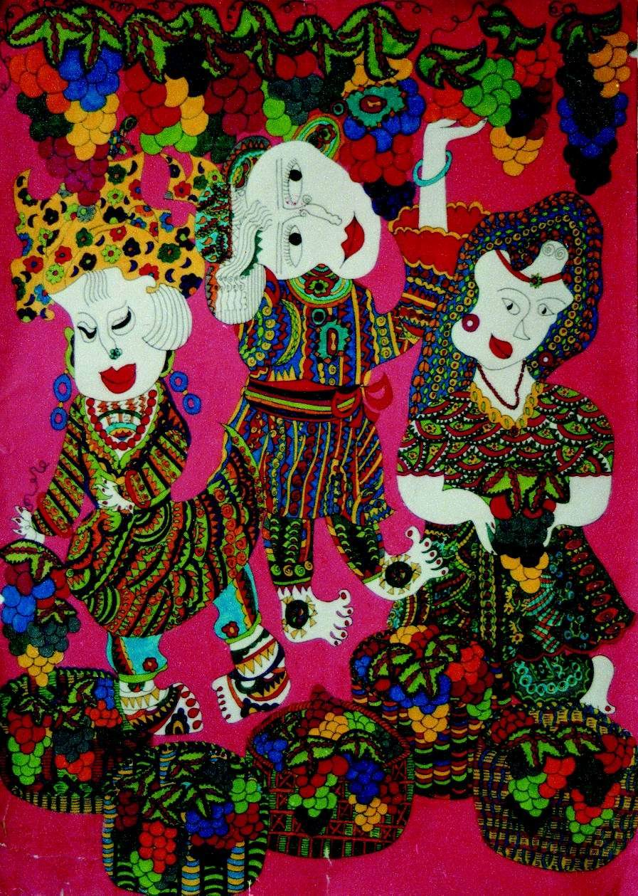 摘葡萄--《少儿画苑》国际少儿书画大赛作品赏析