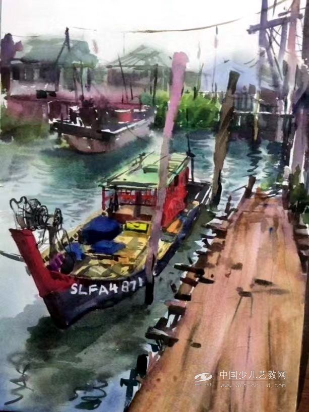 童画船舶--《少儿画苑》国际少儿书画大赛作品赏析