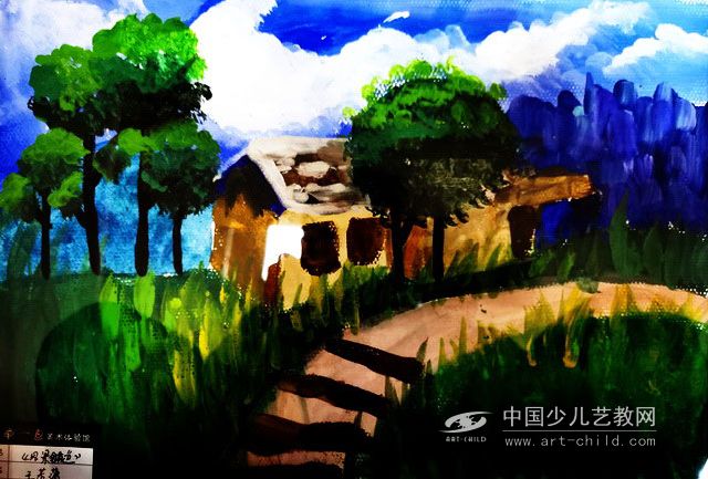 风景辅色--《少儿画苑》国际少儿书画大赛作品赏析