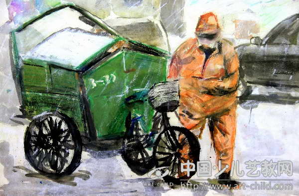 雪天--《少儿画苑》国际少儿书画大赛作品赏析