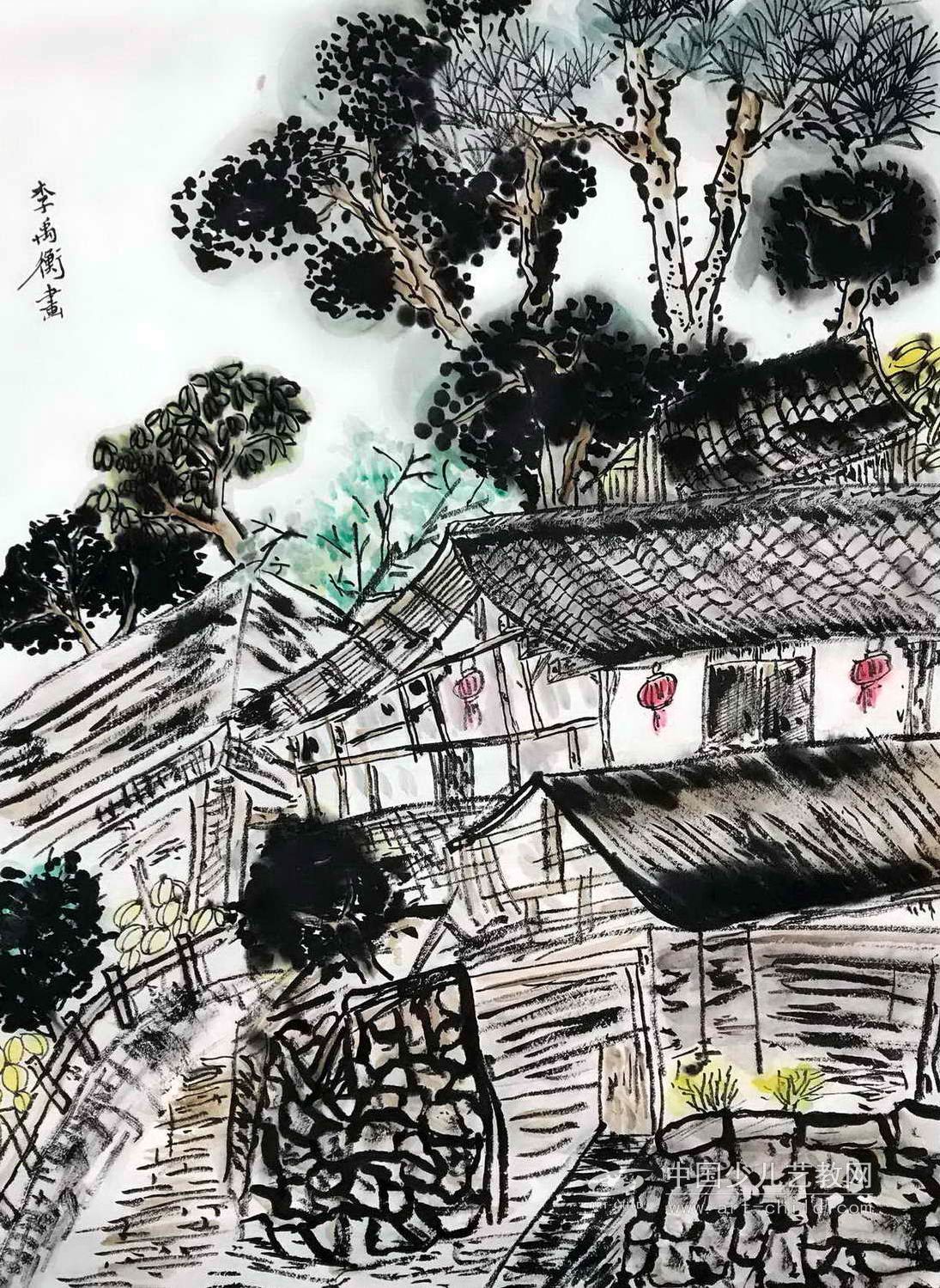 树下老屋 —《少儿画苑》国际少儿书画大赛作品赏析
