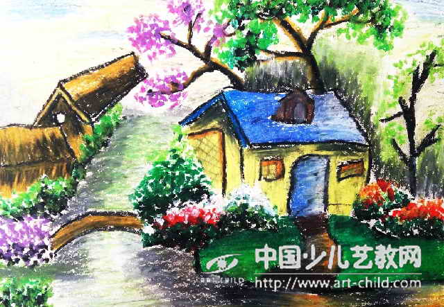 山间小景--《少儿画苑》国际少儿书画大赛作品赏析