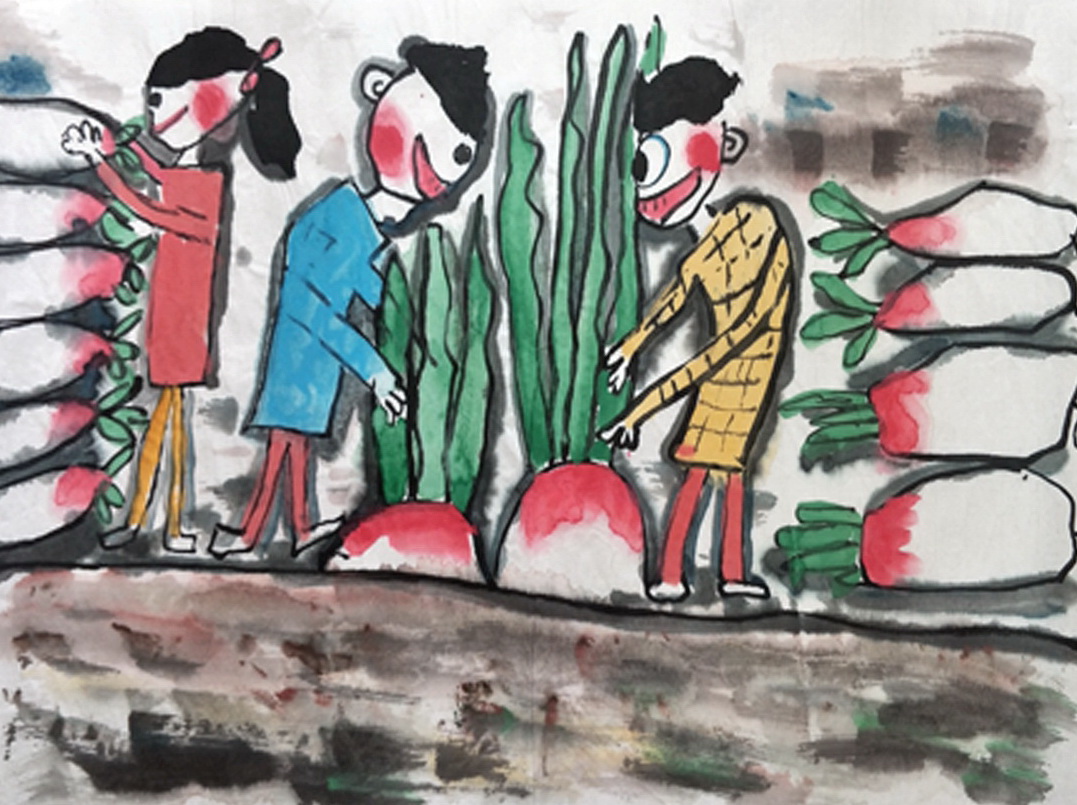 田里的萝卜真大呀——《少儿画苑》国际少儿书画大赛获奖作品赏析