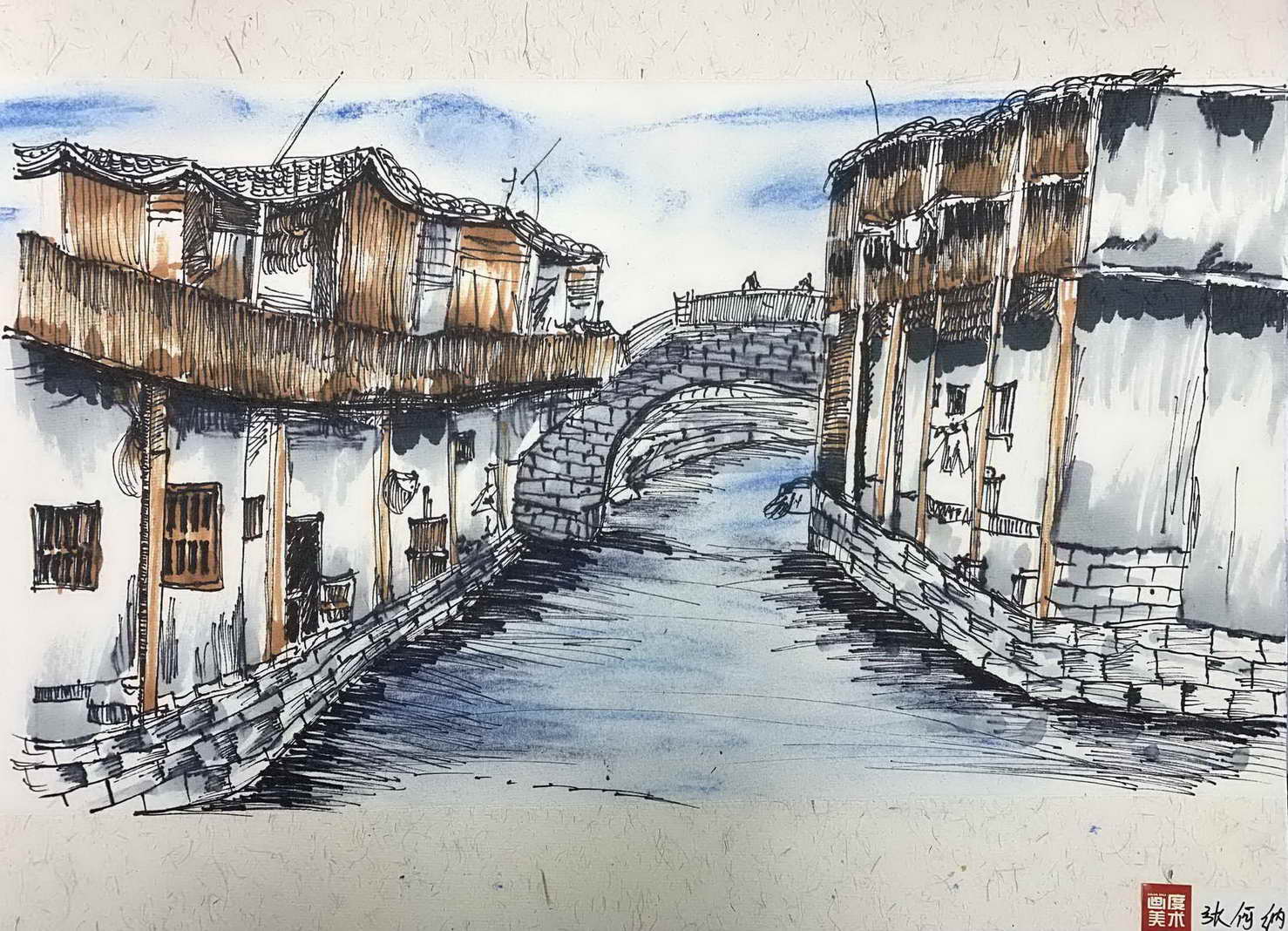 江南建筑——《少儿画苑》国际少儿书画大赛作品赏析