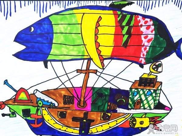 飞鱼战船——《少儿画苑》第27届国际少儿书画大赛精品
