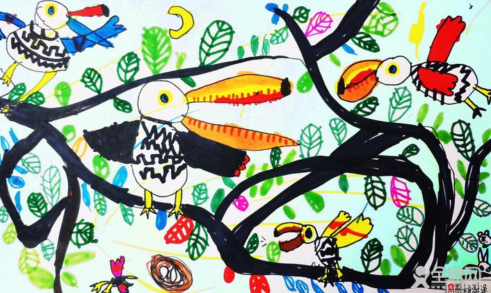 大嘴鸟——《少儿画苑》第27届国际少儿书画大赛精品