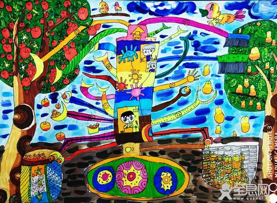 摘水果机器--《少儿画苑》第27届国际少儿书画大赛精品