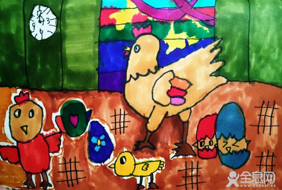 小鸡一家——《少儿画苑》第29届国际少儿书画大赛精品