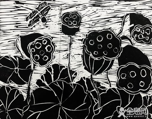 木刻-莲蓬——《少儿画苑》第29届国际少儿书画大赛精品