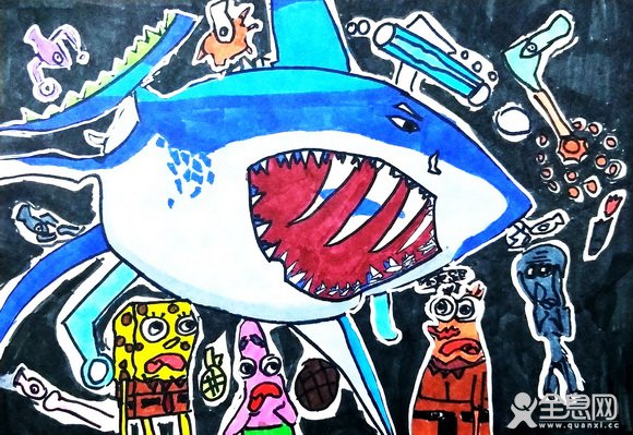 正义的鲨鱼——《少儿画苑》第29届国际少儿书画大赛精品