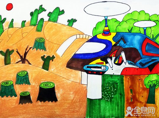 种树飞船——《少儿画苑》第29届国际少儿书画大赛精品