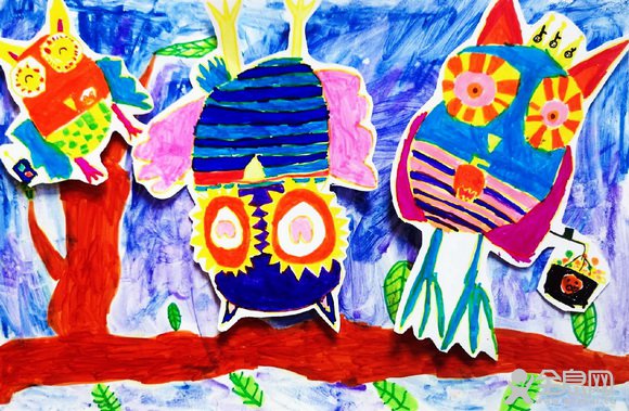 猫头鹰——《少儿画苑》第29届国际少儿书画大赛精品