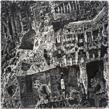 《无题-170》 200x200cm&nbsp; 木板、丙烯、综合材料 2019
