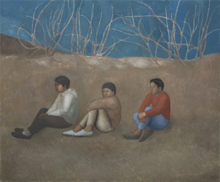 段建伟《三少年》150×180cm 布面油画 2018
