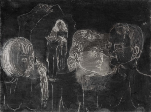 张萌 《我突然看到我的过去》90 × 120 cm 木炭、蜡、纸本&nbsp;&nbsp;2019 