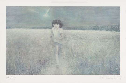 何多苓&nbsp;&nbsp;《在梦中奔跑的女孩》 57cm×95cm 签名丝网版画 2014年 