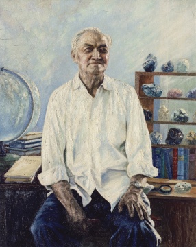 &nbsp;梁运清《李四光》 120x90cm&nbsp;油画1970年 