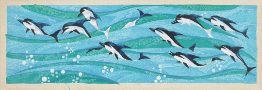 梁运清《冲刺壁画稿》 31×90cm 纸本水粉 1990 中央美术学院美术馆藏 