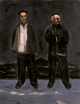 《两个男人》 布面油画&nbsp; 30×100cm 2002-2003