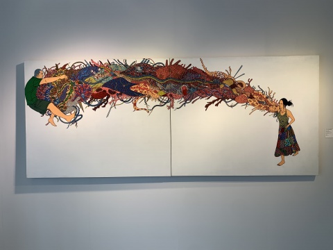 陈飞 《左拳无力》 132×320cm 压克力画布 2007 HKD 1,200,000 - ,800,000&nbsp; 