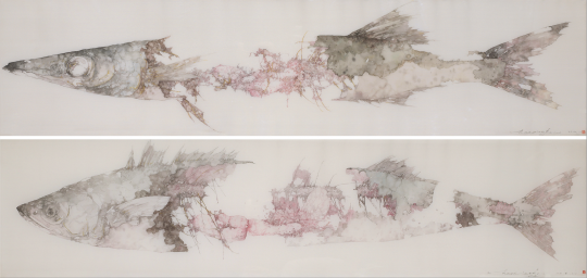 郝孝飞 《年年有余》 80×160cm 绢本设色 