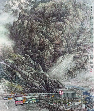 张策《圆梦之路》 208cm×1176cm 纸本设色 &nbsp;2019 年 