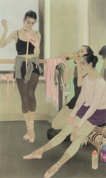 何家英《舞之憩》绢本设色&nbsp;114x192cm&nbsp;&nbsp;2006年 