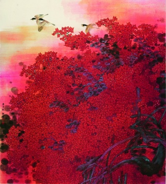 陈湘波《鹏城杜娟红》 160×140cm 纸本设色 2020年 