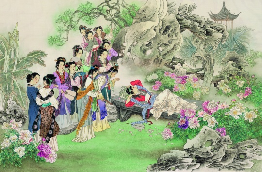 萧玉田《湘云眠芍》 69cm×102cm 绢本设色 2019年 