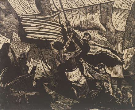 《扬帆》 36×44cm 木刻 1973 