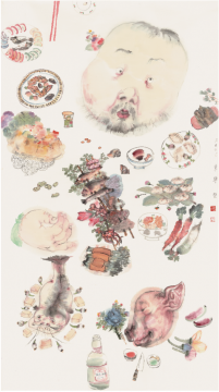 李津《足食者》180×97cm 纸本设色 2006 