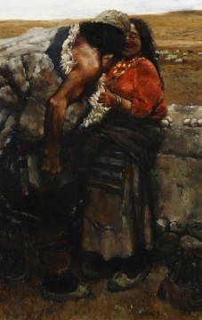 陈丹青 《西藏组画 · 牧羊人》&nbsp; &nbsp;78.6×52.3cm 板上油画 1980 