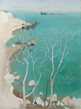 吴冠中 《富春江边》 61x46cm&nbsp;木板油画 1963 