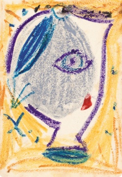 《无题I-208》 14.8x10.4cm 纸本蜡彩 约1980年 