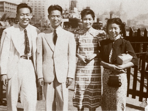 1948年，吴大羽、寿懿琳夫妇与赵无极、谢景兰夫妇 