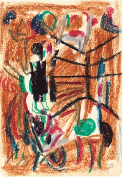 《无题II-592》 14.8x10.4cm 纸本蜡彩 约1980年 