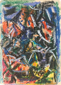 《无题286》 14.6x10.3cm 纸本蜡彩 约1980年 