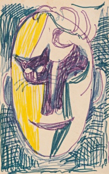 《无题II-741》 12.7cm×8cm 纸本色笔 约1960年 