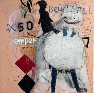 《国王的新衣服》 100×100cm 木板综合 2021 